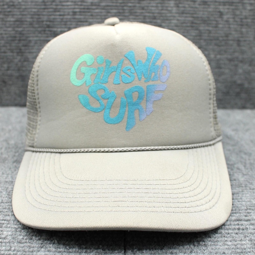 Girls Who Surf Hat‎ Cap Foam Snapback Rope Trucker Gray Beach Surfboard Womens